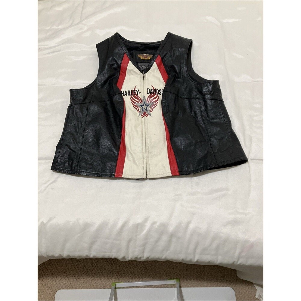 Vintage Harley Davidson Women’s Leather Halter Vest Star Plus Size 1 W